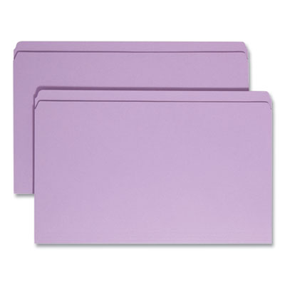 Reinforced Top Tab Colored File Folders, Straight Tabs, Legal Size, 0.75" Expansion, Lavender, 100/Box