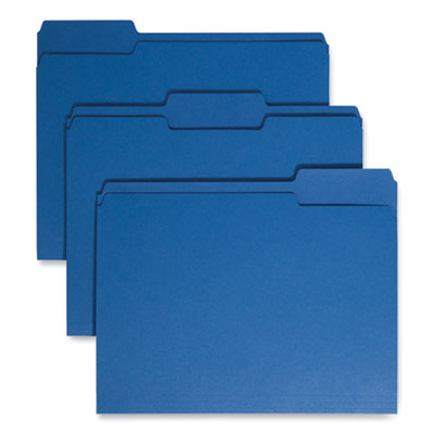 Colored File Folders, 1/3-Cut Tabs: Assorted, Letter Size, 0.75" Expansion, Navy Blue, 100/Box