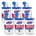 Foodservice Surface Sanitizing Wipes, 1-Ply, 10 x 7, Fragrance-Free, White, 110/Canister, 6 Canisters/Carton