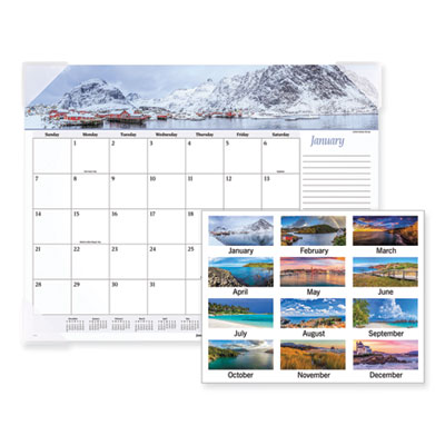 Seascape Panoramic Desk Pad, Seascape Panoramic Photography, 22 x 17, White Sheets, Clear Corners, 12-Month (Jan-Dec): 2025