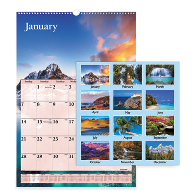 Scenic Monthly Wall Calendar, Landscape Photography, 15.5 x 22.75, White/Multicolor Sheets, 12-Month (Jan-Dec): 2025