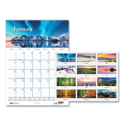 Earthscapes Recycled Monthly Wall Calendar, Scenic Beauty Photography, 12 x 16.5, White Sheets, 12-Month (Jan-Dec): 2025