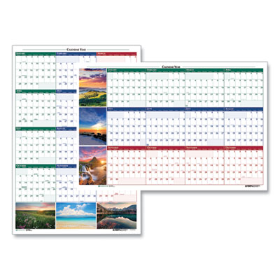 Earthscapes Recycled Reversible/Erasable Yearly Wall Calendar, Nature Photos, 24 x 37, White Sheets, 12-Month (Jan-Dec): 2025