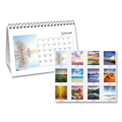 Earthscapes Recycled Desk Tent Monthly Calendar, Scenic Photography, 8.5 x 4.5, White Sheets, 12-Month (Jan to Dec): 2025