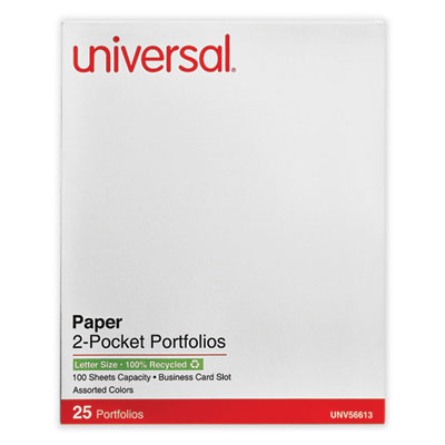 Two-Pocket Portfolio, Embossed Leather Grain Paper, 11 x 8.5, Assorted Colors, 25/Box