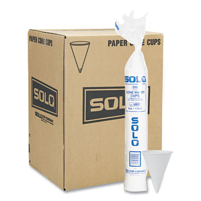 Cone Water Cups, 4 oz, White, 200/Bag, 25 Bags/Carton