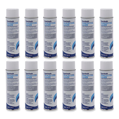 Stainless Steel Cleaner and Polish, Water-in-Oil Based, Lemon Scent, 18 oz Aerosol Spray, 12/Carton