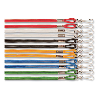 Lanyard, Metal J-Hook Fastener, 20" Long, Assorted Colors, 12/Pack