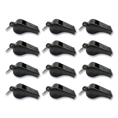 Sports Whistle, Medium Weight, Plastic, Black, Dozen