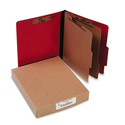 ColorLife PRESSTEX Classification Folders, 3" Expansion, 2 Dividers, 6 Fasteners, Letter Size, Executive Red Exterior, 10/Box