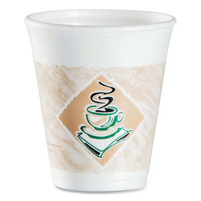 Cafe G Foam Hot/Cold Cups, 8 oz, Brown/Green/White, 1,000/Carton