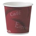 Single-Sided Poly Paper Hot Cups, 4 oz, Bistro Design, 50/Pack, 20 Packs/Carton