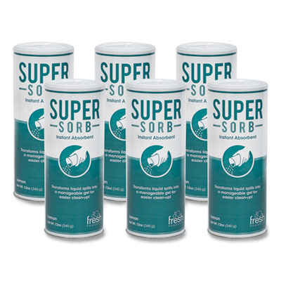 Super-Sorb Liquid Spill Absorbent, Lemon Scent, 720 oz Absorbing Volume, 12 oz Shaker Can, 6/Box