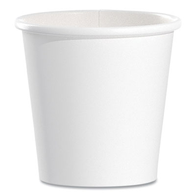 Single-Sided Poly Paper Hot Cups, 4 oz, White, 50 Bag, 20 Bags/Carton