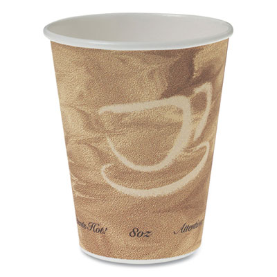 Mistique Polycoated Hot Paper Cups, 8 oz, Brown, 50/Sleeve, 20 Sleeves/Carton