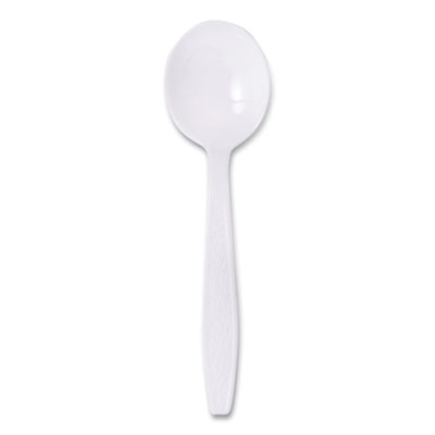 Guildware Extra Heavyweight Plastic Cutlery, Soup Spoons, White, 1,000/Carton