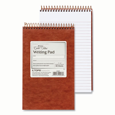 Gold Fibre Retro Wirebound Writing Pads, Medium/College Rule, Red Cover, 80 White 5 x 8 Sheets