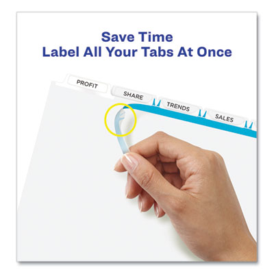 Print and Apply Index Maker Clear Label Dividers, Extra Wide Tab, 5-Tab, White Tabs, 11.25 x 9.25, White, 1 Set