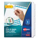 Print and Apply Index Maker Clear Label Dividers, Extra Wide Tab, 5-Tab, White Tabs, 11.25 x 9.25, White, 5 Sets