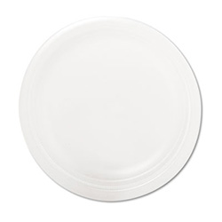 Quiet Classic Laminated Foam Dinnerware Plate, 9" dia, White, 125/Pack