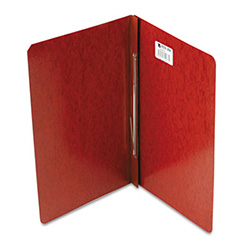 PRESSTEX Report Cover with Tyvek Reinforced Hinge, Side Bound, Two-Piece Prong Fastener, 3" Capacity, 14 x 8.5, Red/Red