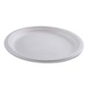 Vanguard Renewable and Compostable Sugarcane Plates, 10" dia, White, 500/Carton