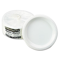 Plastic Dinnerware, Plates, 10.25" dia, White, 125/Pack