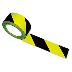 Hazard Marking Aisle Tape, 2" x 108 ft, Black/Yellow