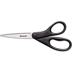 Design Line Straight Stainless Steel Scissors, 8" Long, 3.13" Cut Length, Straight Black Handle