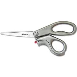 E-Z Open Box Opener Stainless Steel Shears, 8" Long, 3.25" Cut Length, Offset Gray Handle