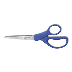 Preferred Line Stainless Steel Scissors, 8" Long, 3.5" Cut Length, Blue Straight Handle