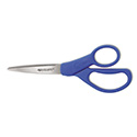 Preferred Line Stainless Steel Scissors, 7" Long, 3.25" Cut Length, Straight Blue Handle