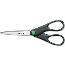 KleenEarth Scissors, 7" Long, 2.75" Cut Length, Straight Black Handle