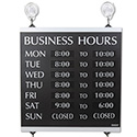 Century Series Business Hours Sign, Heavy-Duty Plastic, 13 x 14, Black